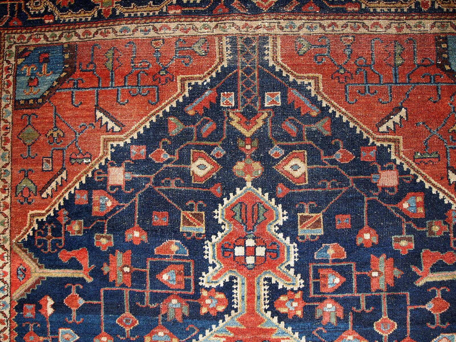 Early 20th Century Handmade Antique Malayer Style Rug, 1920s, 1B421 For Sale