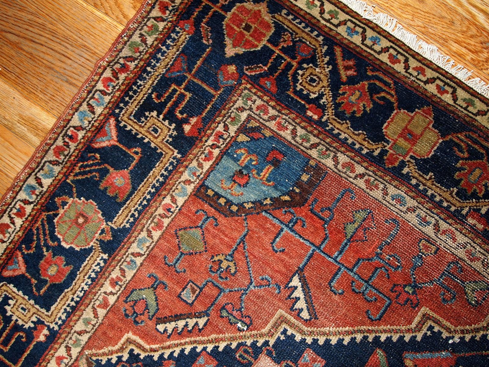 Wool Handmade Antique Malayer Style Rug, 1920s, 1B421 For Sale