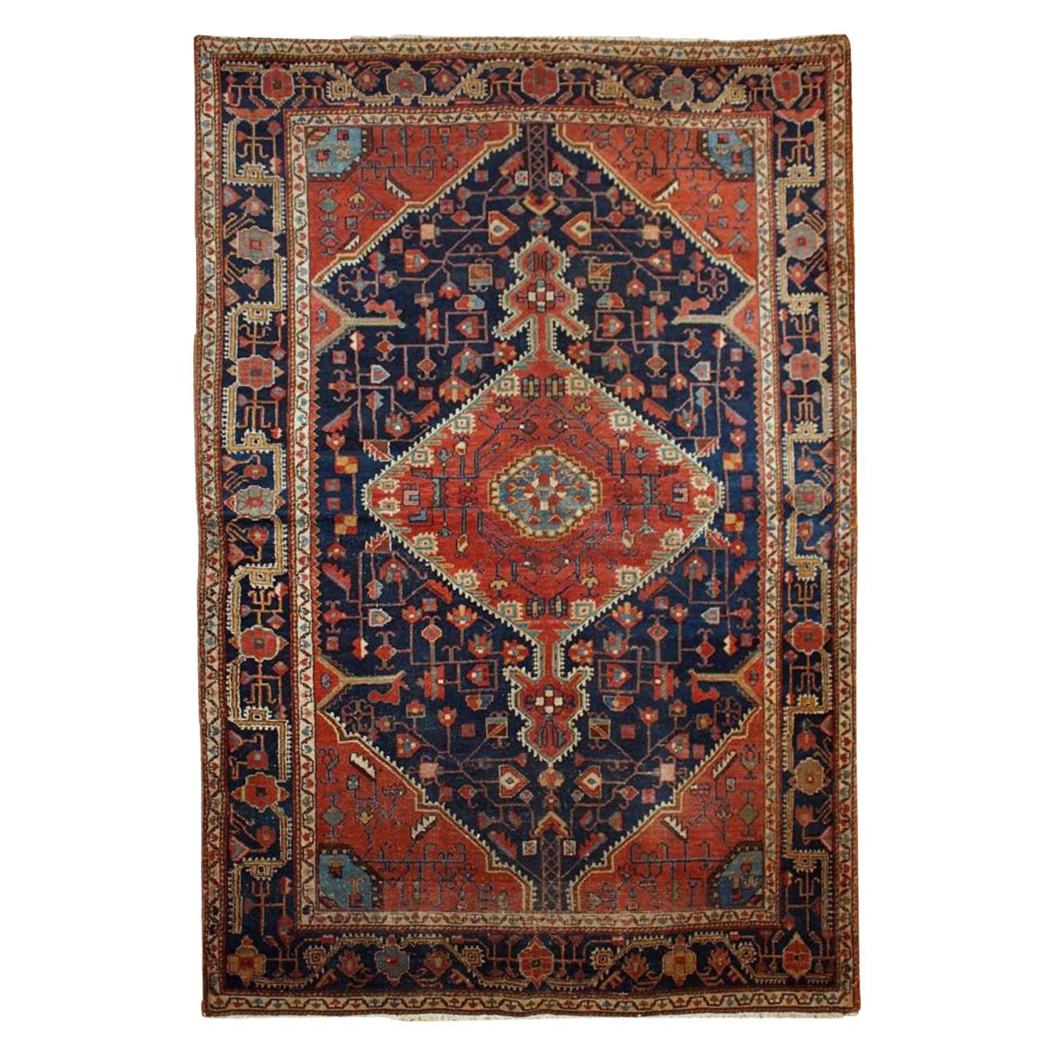 Handmade Antique Malayer Style Rug, 1920s, 1B421 For Sale
