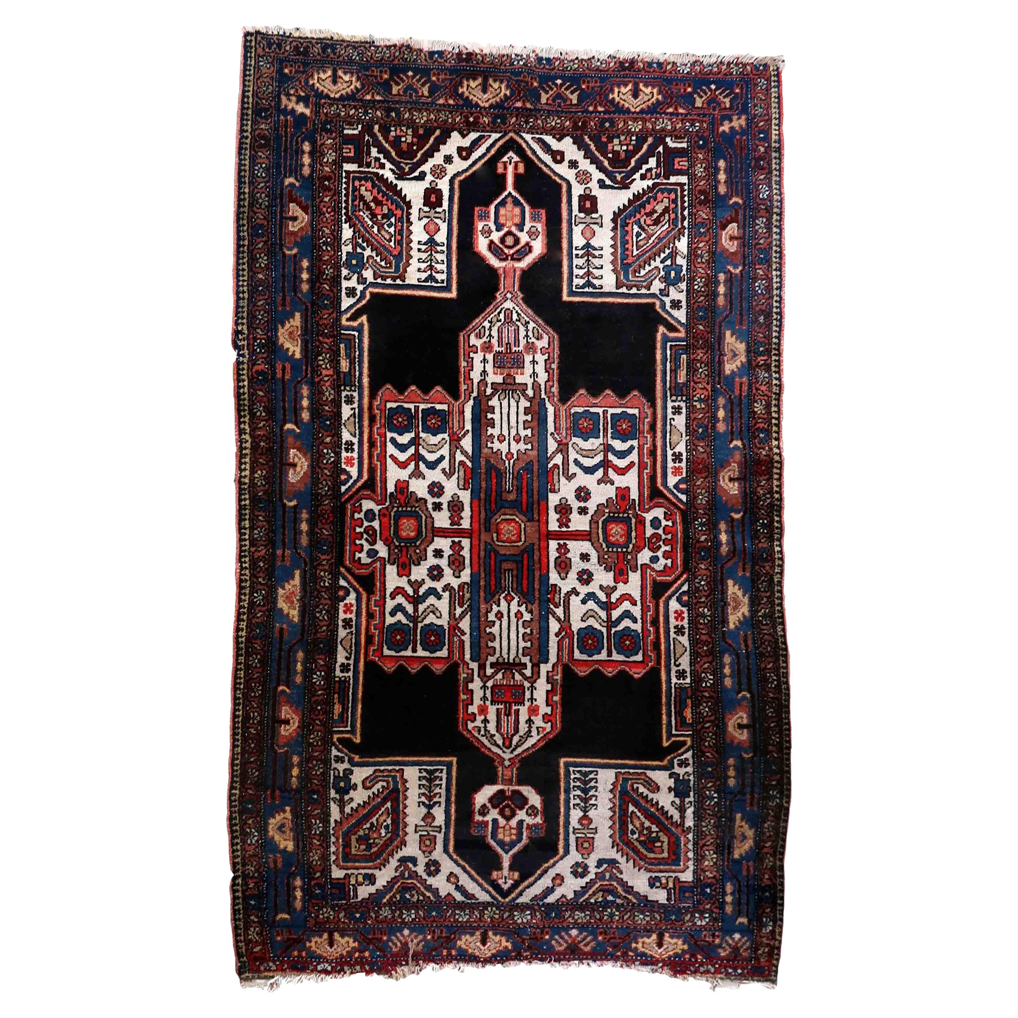 Handmade Antique Malayer Style Rug, 1920s, 1C999 For Sale