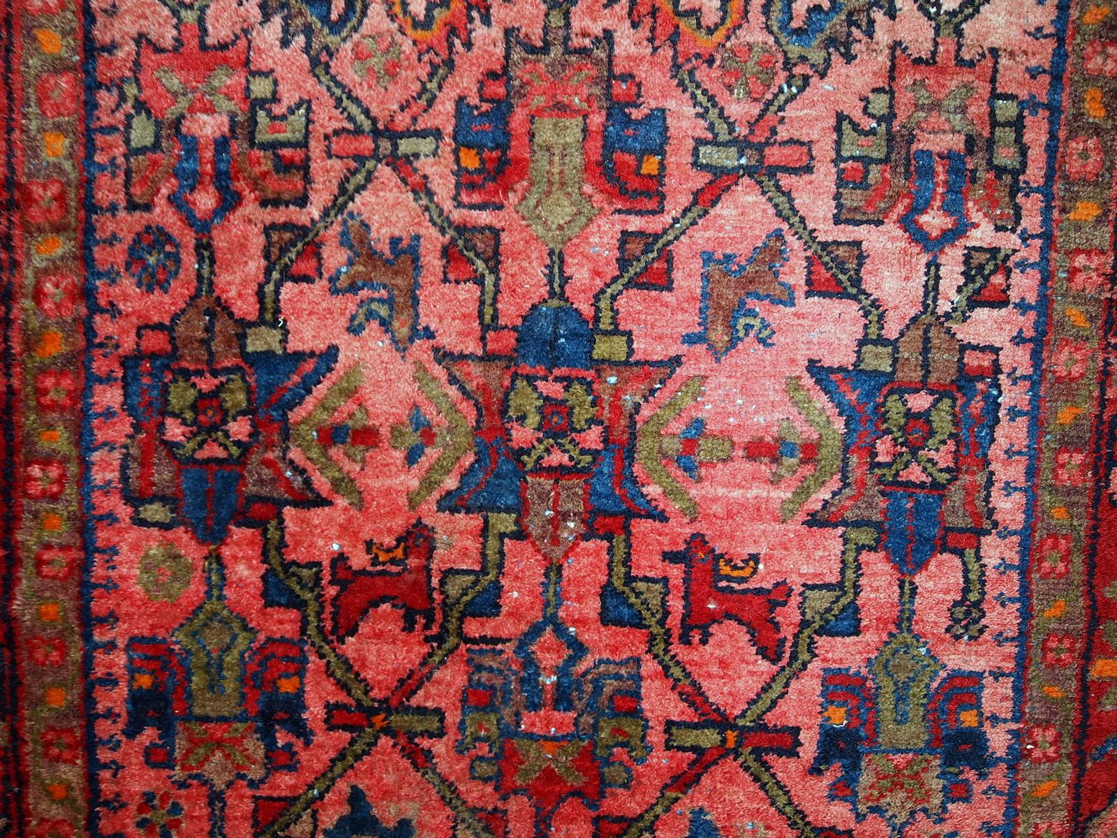 Handmade Antique Malayer Style Rug, 1920s, 1C403 3