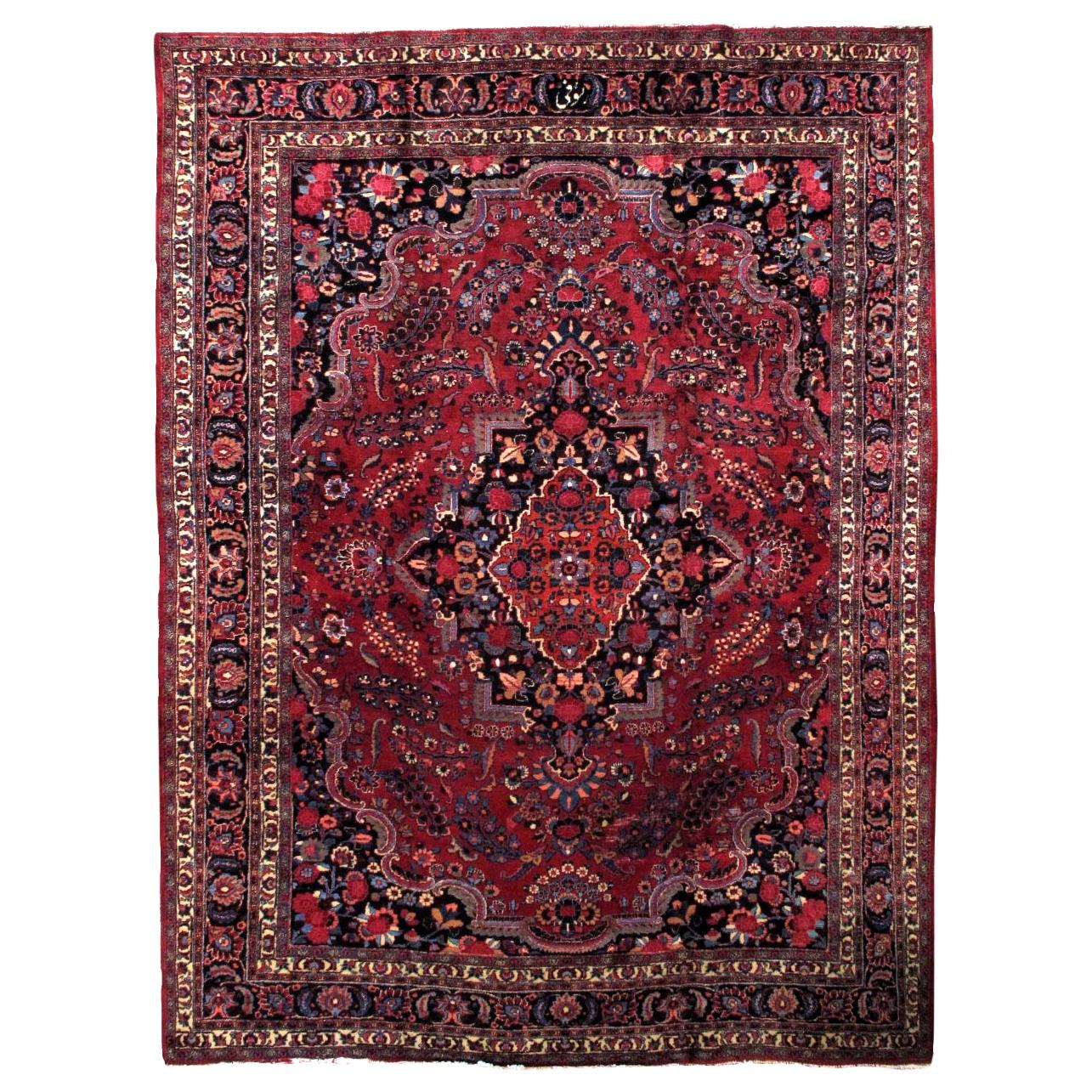 Handmade Antique Kashan Style Rug, 1910s, 1B724 For Sale at 1stDibs