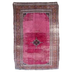 Handmade Antique Mashad Style Rug, 1920s, 1Q0177