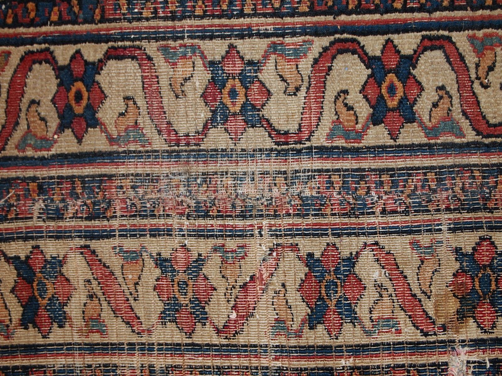 Handgefertigter antiker Läufer im Mashad-Stil, 1900er Jahre, 1C587 im Angebot 1