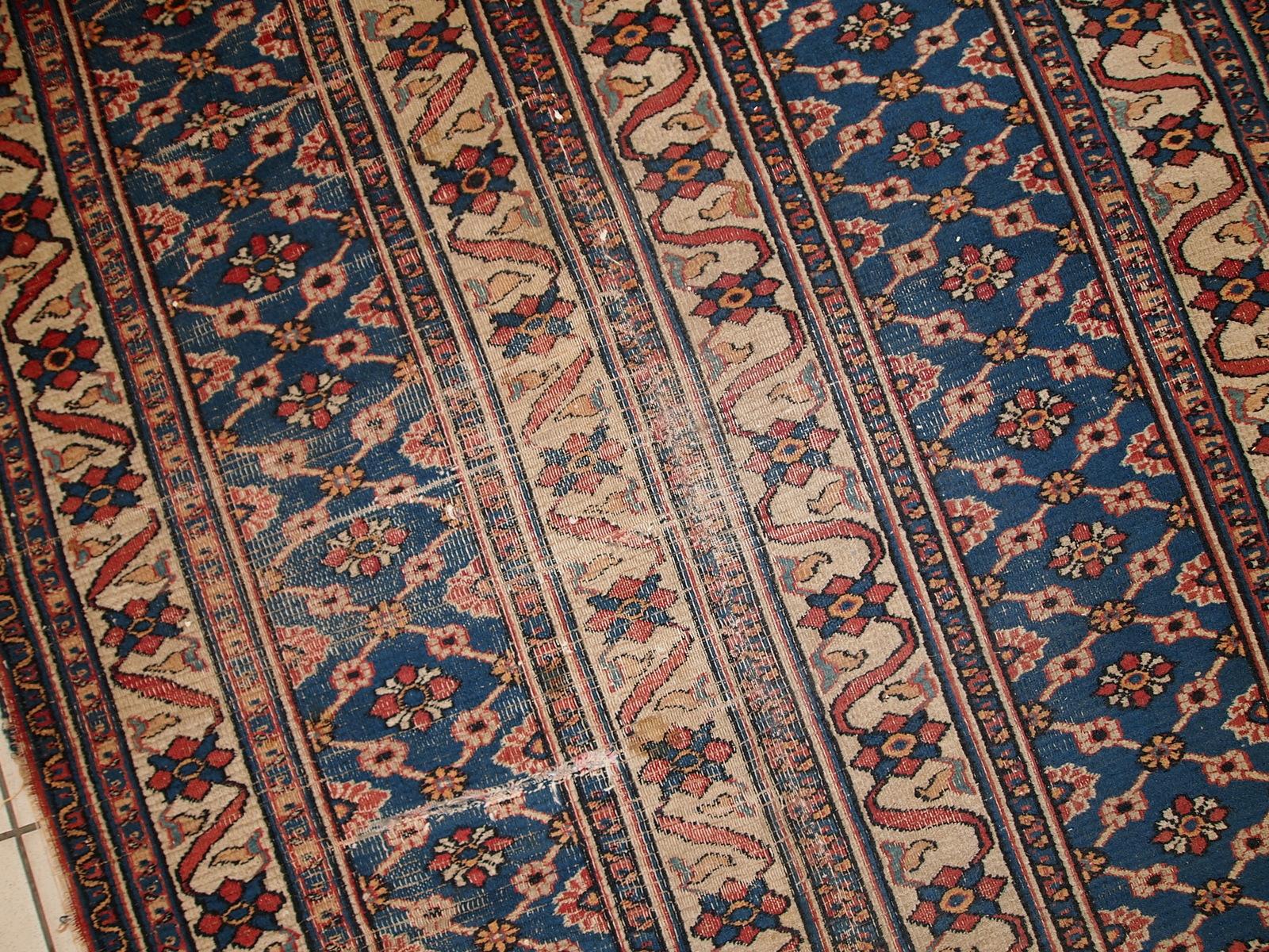 Handmade Antique Mashad Style Runner, 1900s, 1C587 For Sale 2