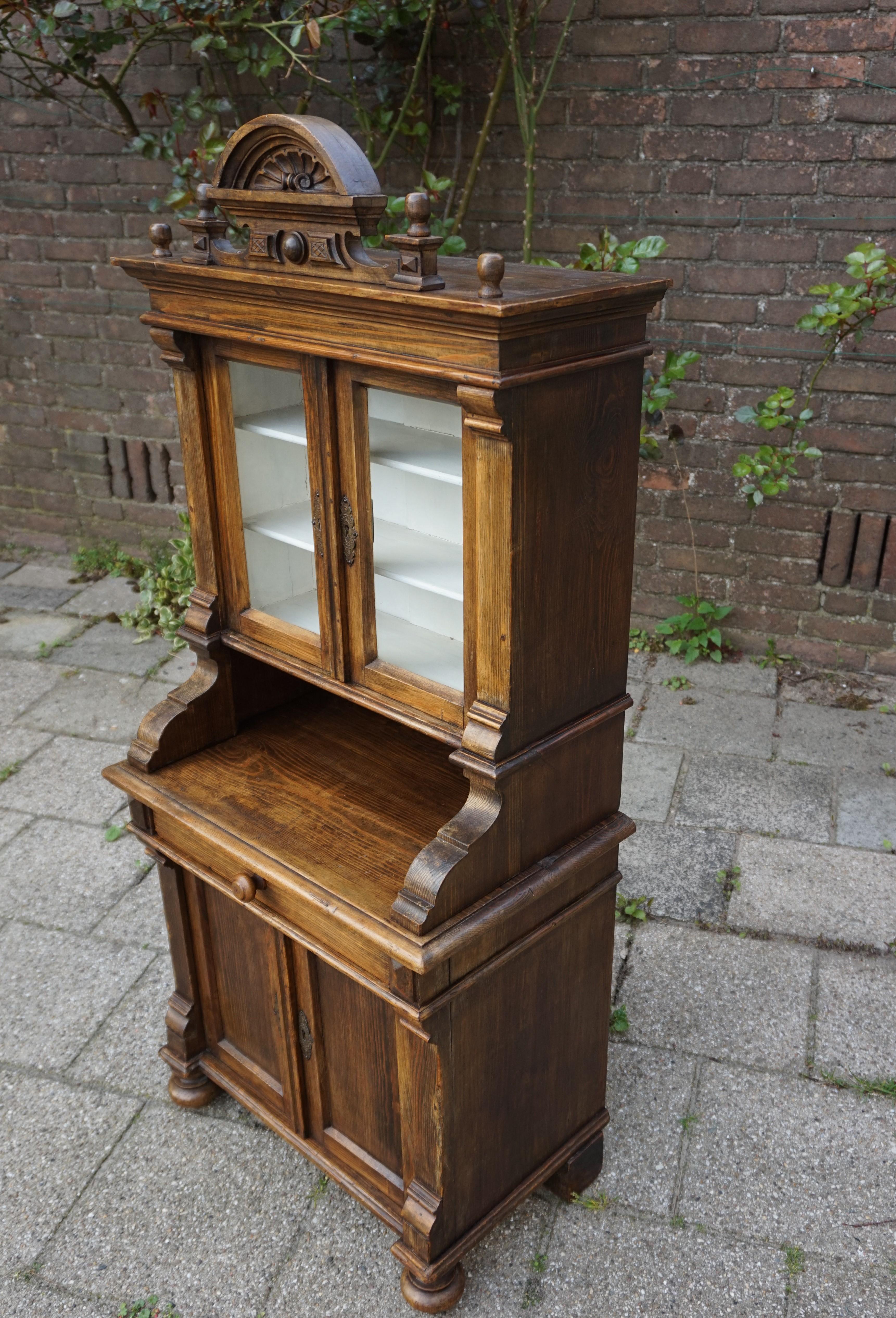 Hand-Carved Handmade Antique Miniature Country House Sideboard / Kitchen Cabinet Late 1800s For Sale