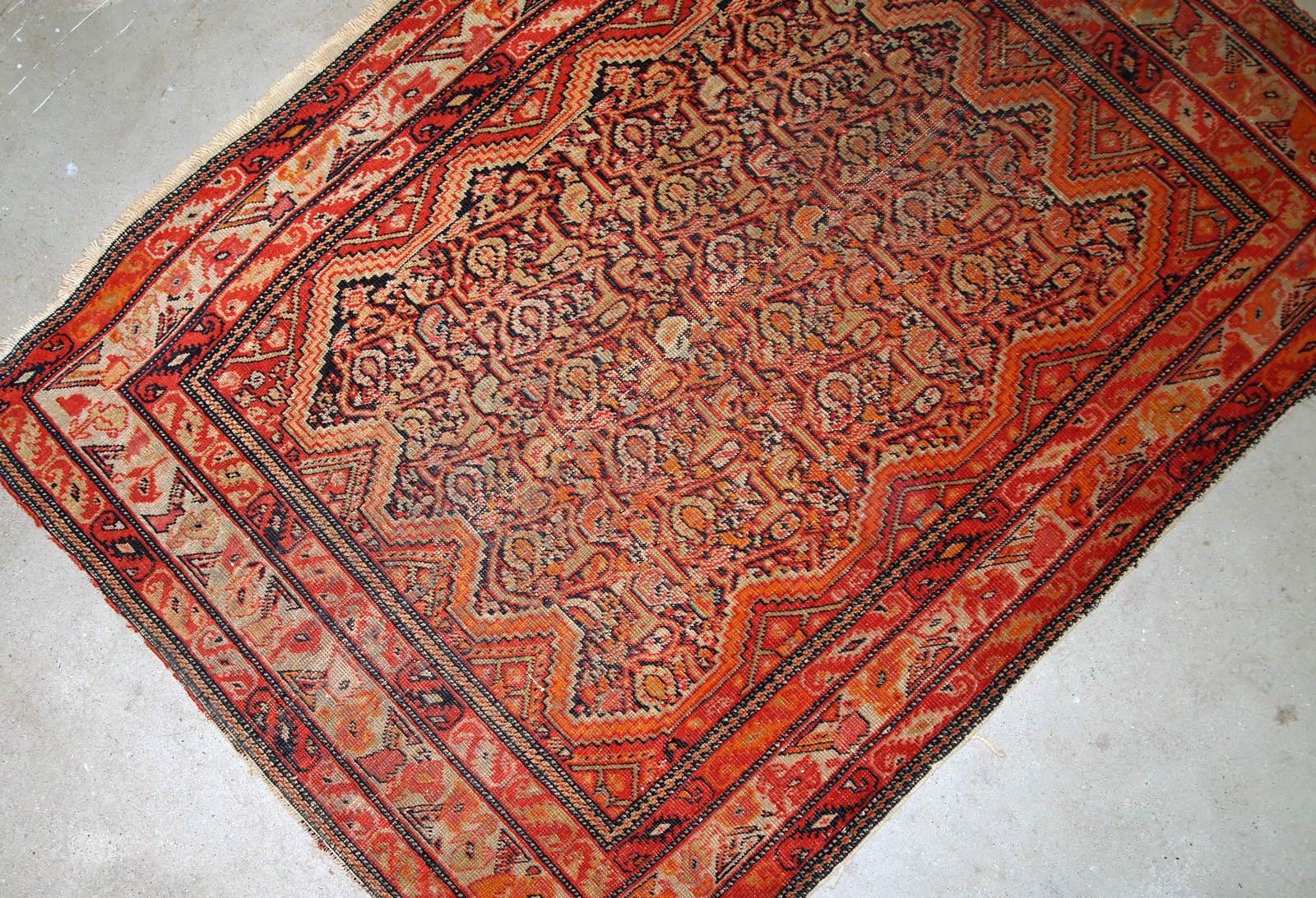 Hand-Knotted Handmade Antique Mishan Malayer Style Rug, 1880s, 1B813