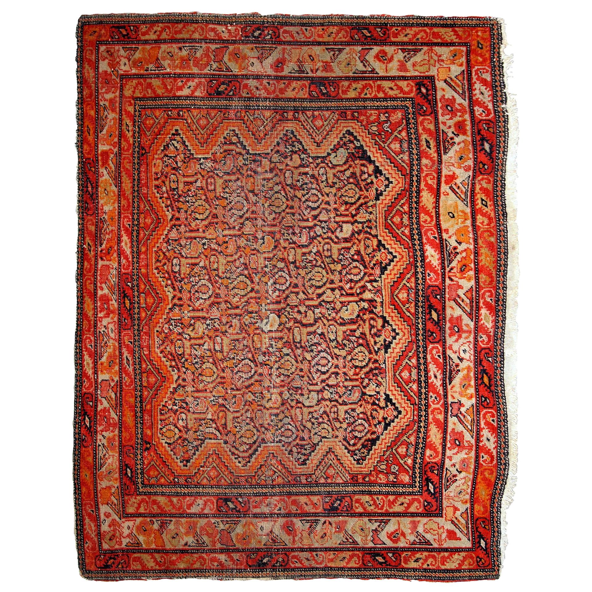 Handmade Antique Mishan Malayer Style Rug, 1880s, 1B813