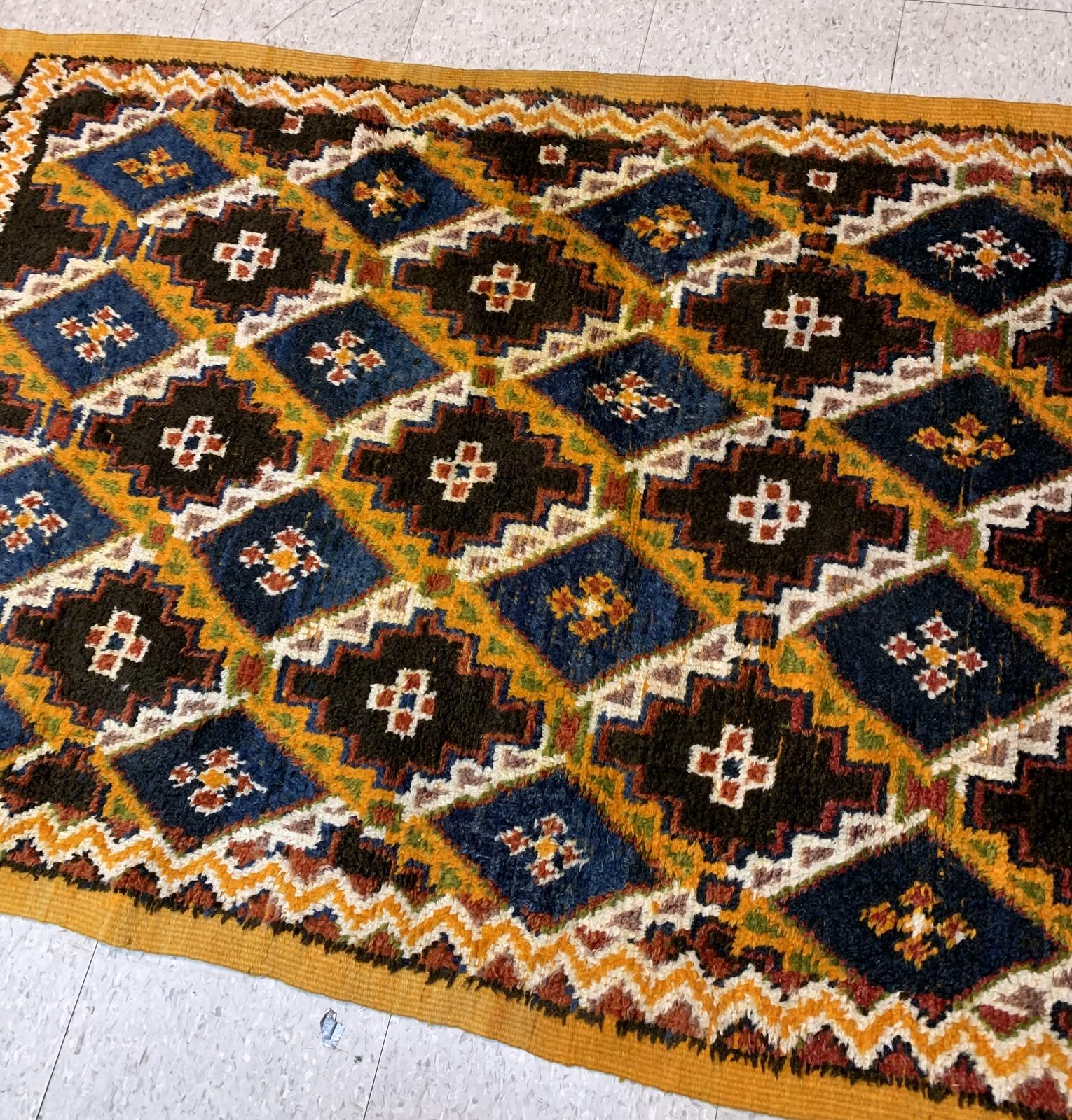 Hand-Knotted Handmade Antique Moroccan Berber Kilim, 1880s, 1B871 For Sale