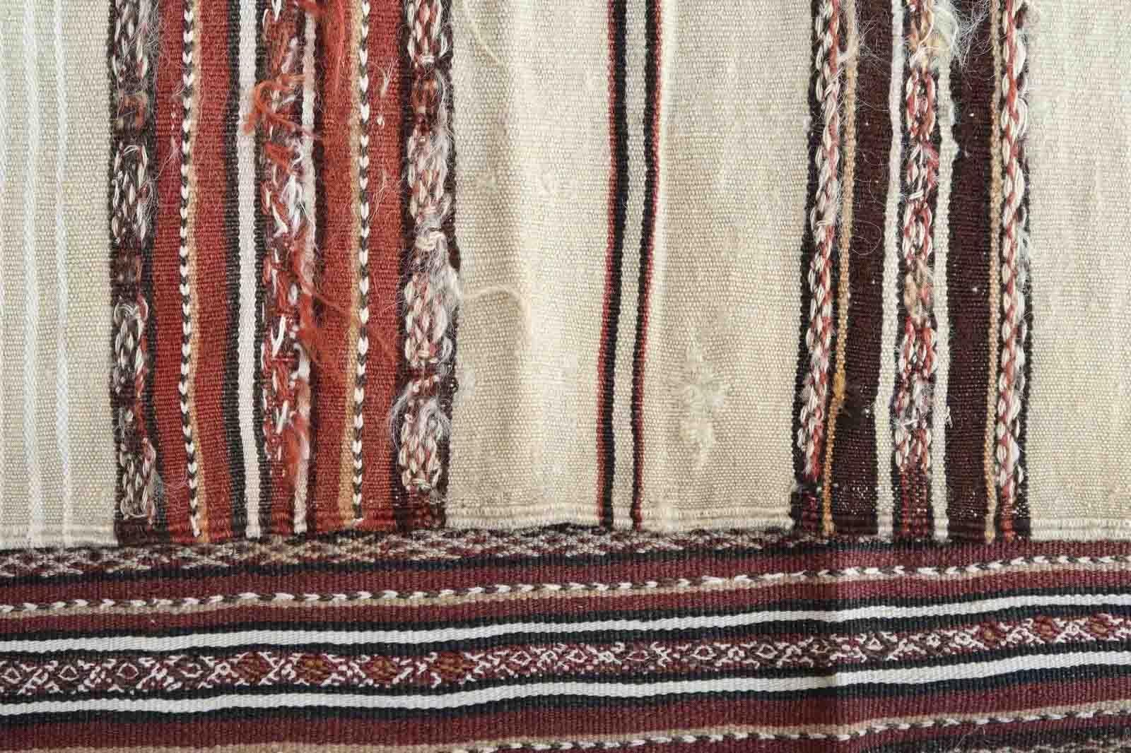 Wool Handmade Antique Moroccan Berber Kilim, 1900s, 1p145 For Sale