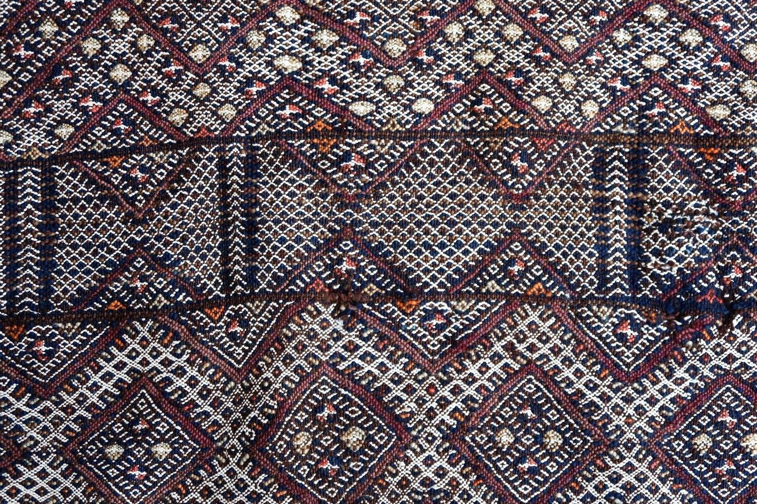 Hand-Knotted Handmade Antique Moroccan Berber Kilim, 1900s, 1P53 For Sale