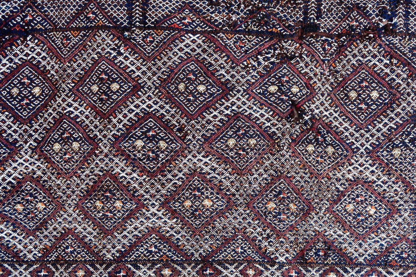 Handmade Antique Moroccan Berber Kilim, 1900s, 1P53 In Fair Condition For Sale In Bordeaux, FR