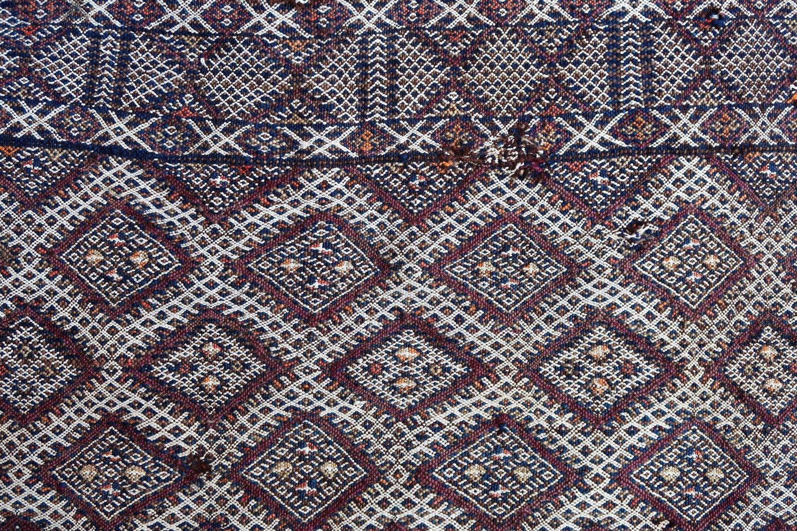 Early 20th Century Handmade Antique Moroccan Berber Kilim, 1900s, 1P53 For Sale