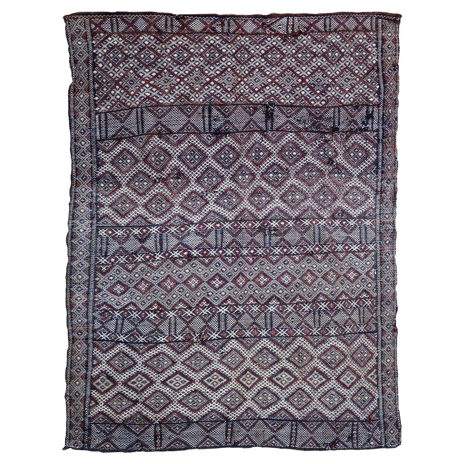 Handgefertigter antiker marokkanischer Berber-Kelim, 1900er Jahre, 1P53