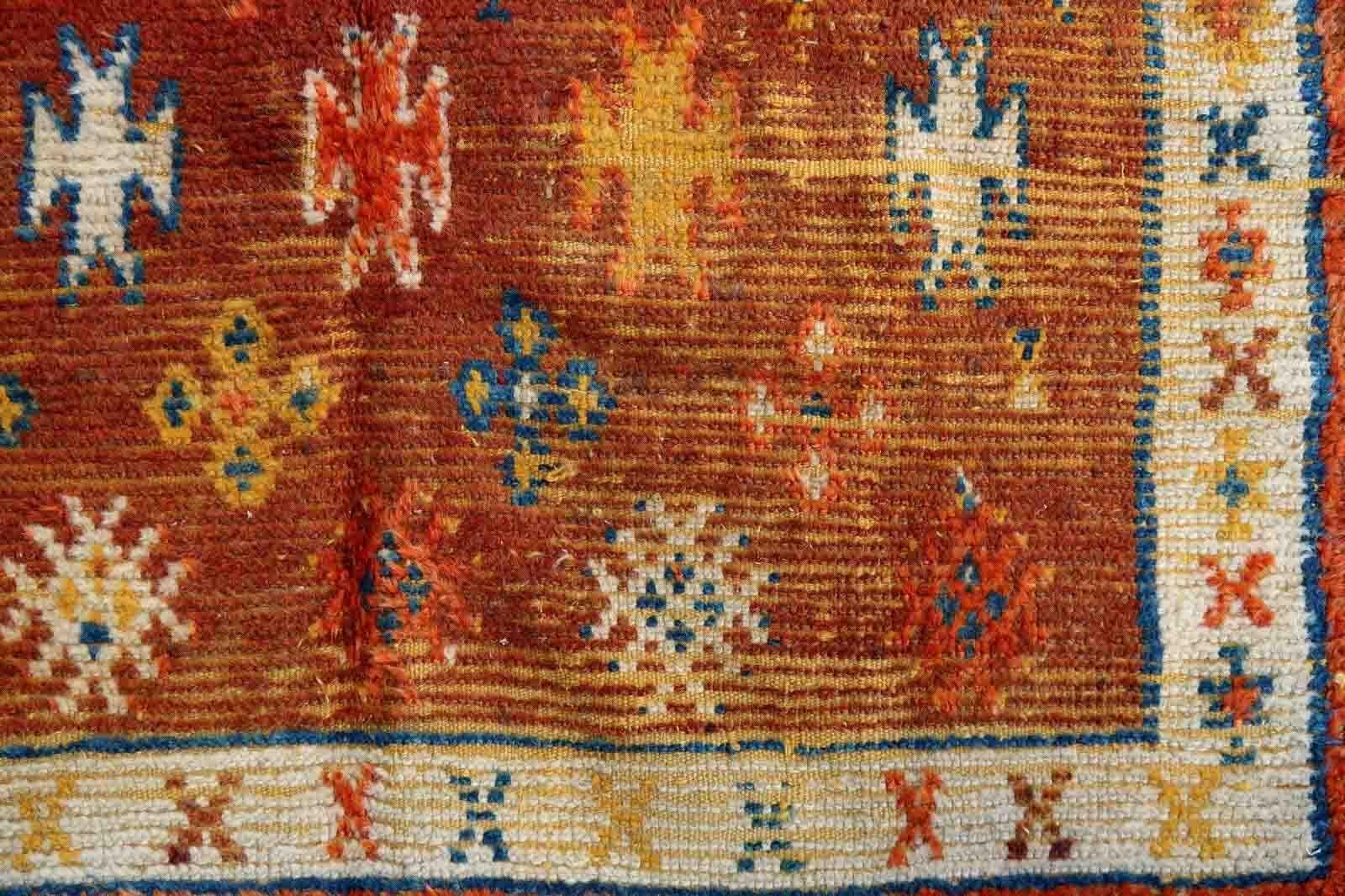 Hand-Knotted Handmade Antique Moroccan Berber Rug, 1900s, 1P104 For Sale