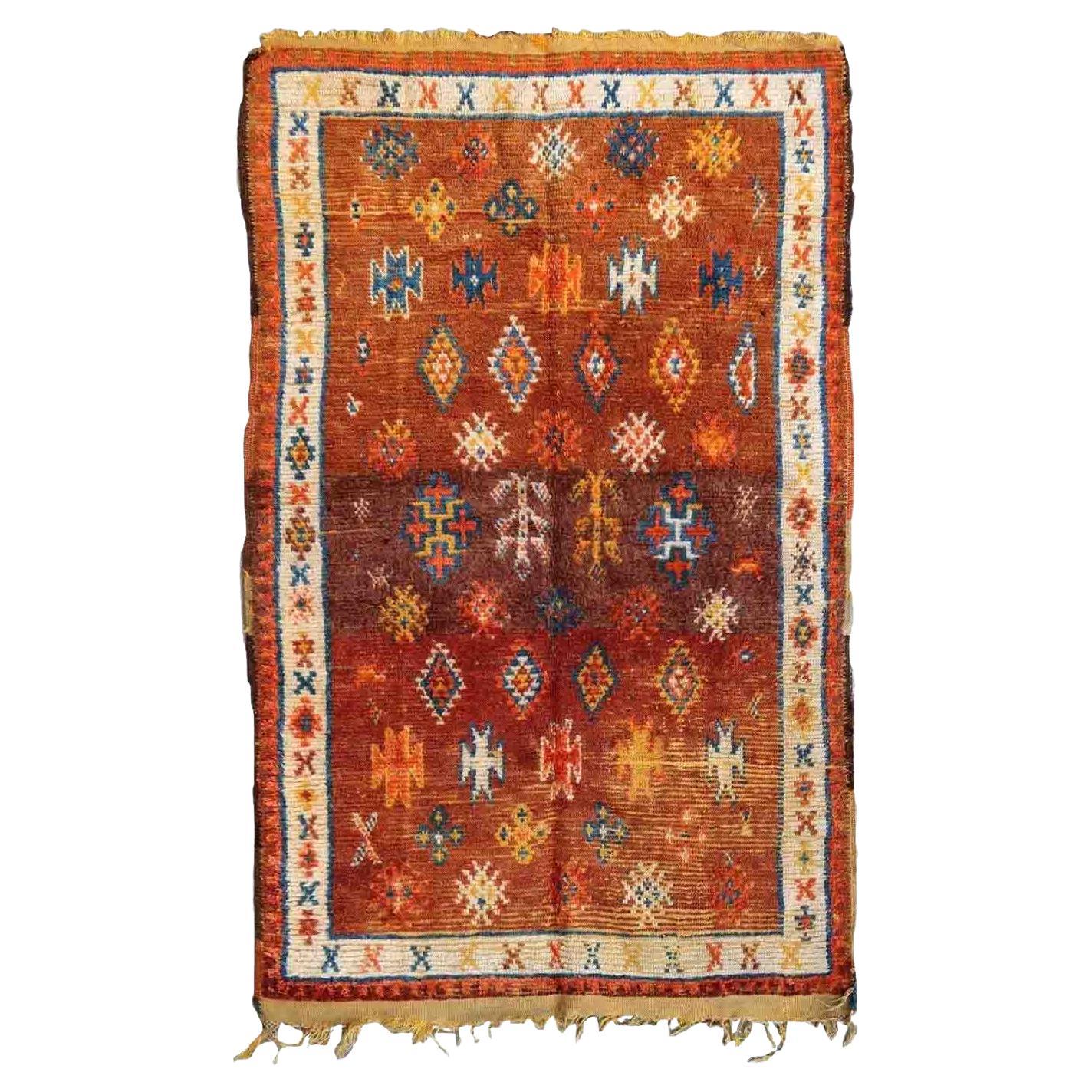 Handgefertigter antiker marokkanischer Berberteppich, 1900er Jahre, 1P104