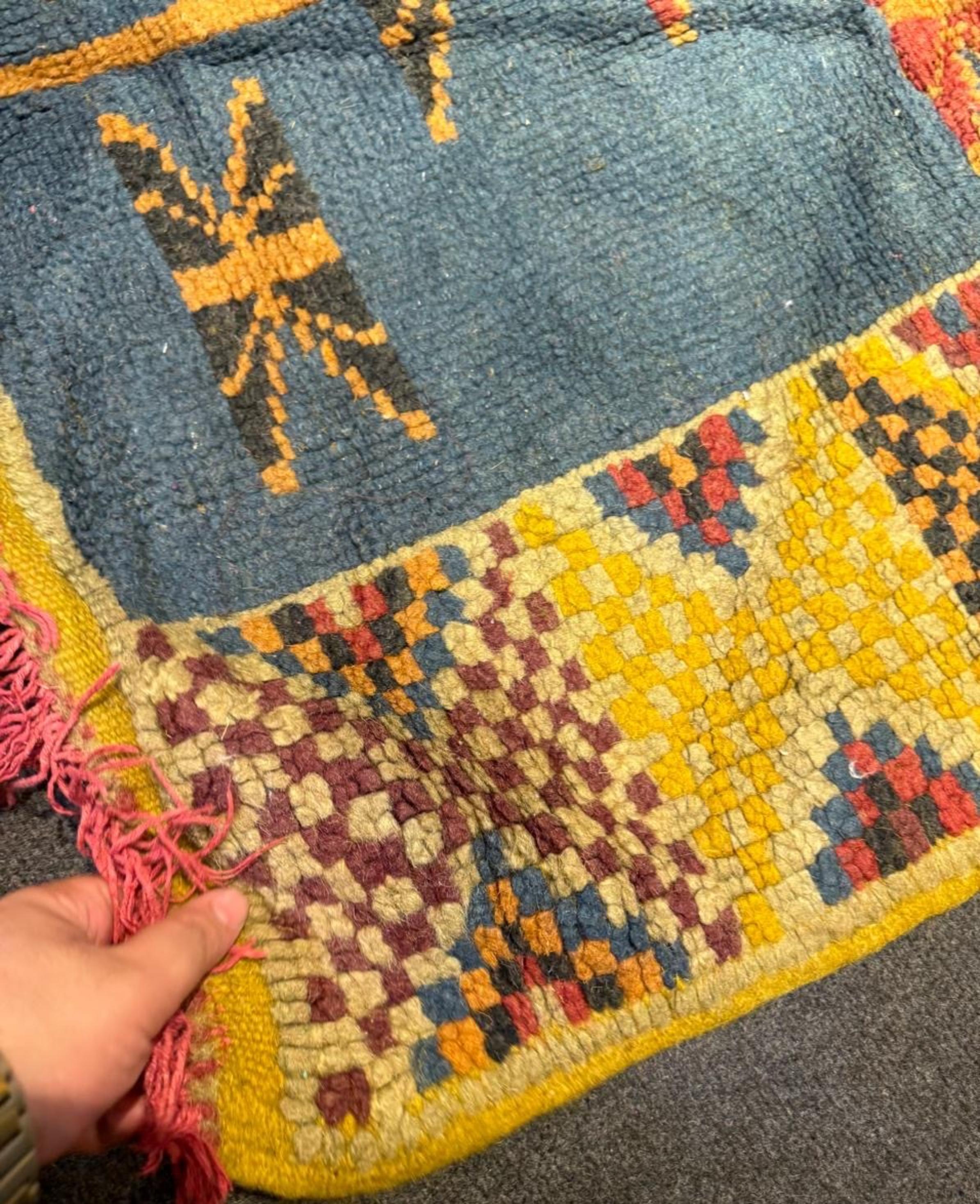 Francese Tappeto berbero marocchino antico fatto a mano 3' x 3.3', anni '30 - 2B83 in vendita