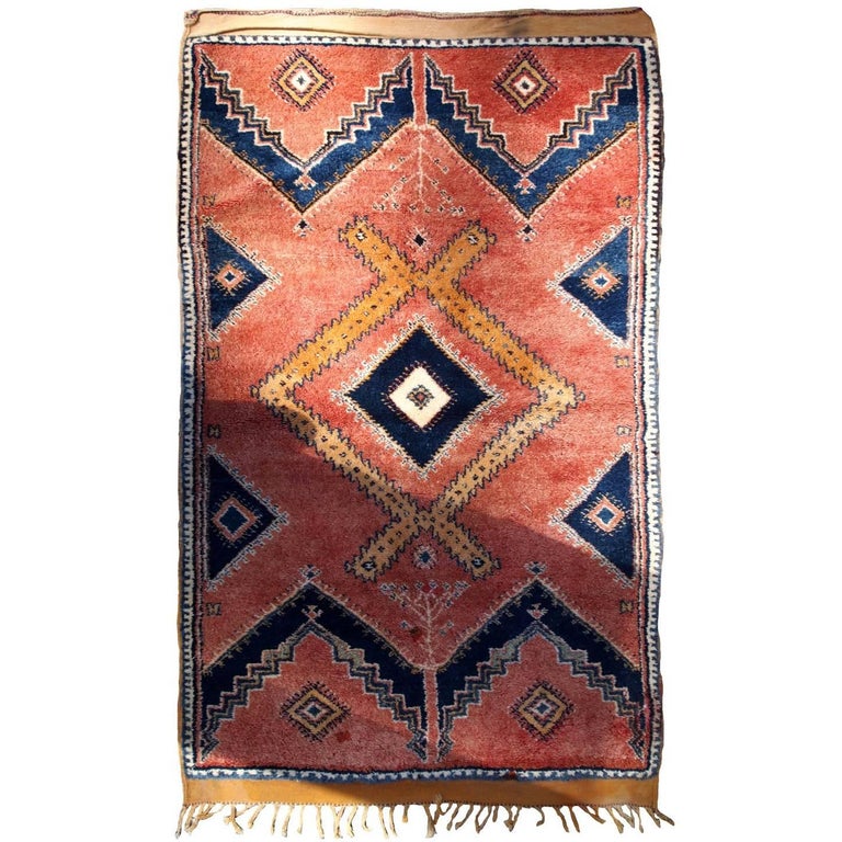 Handmade Antique Moroccan Berber Rug, 1920s, 1B589 at 1stDibs