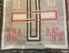 Handmade Antique Natice-American Navajo Rug 3.8' x 6.1' 1900s - 2B57