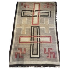 Tappeto Navajo antico fatto a mano 3,8' x 6,1' del 1900 - 2B57