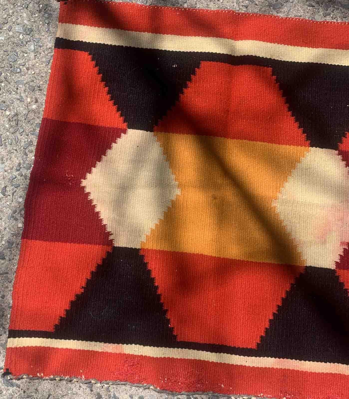 Handmade Antique Native American Navajo Baby Blanket, 1880s, 1B937 In Fair Condition In Bordeaux, FR