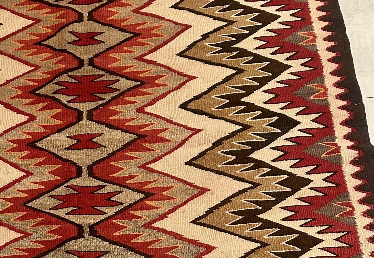 Fin du XIXe siècle Tapis Navajo amérindien ancien fait à la main 3,10' x 5,8' 1880s - 2B44 en vente