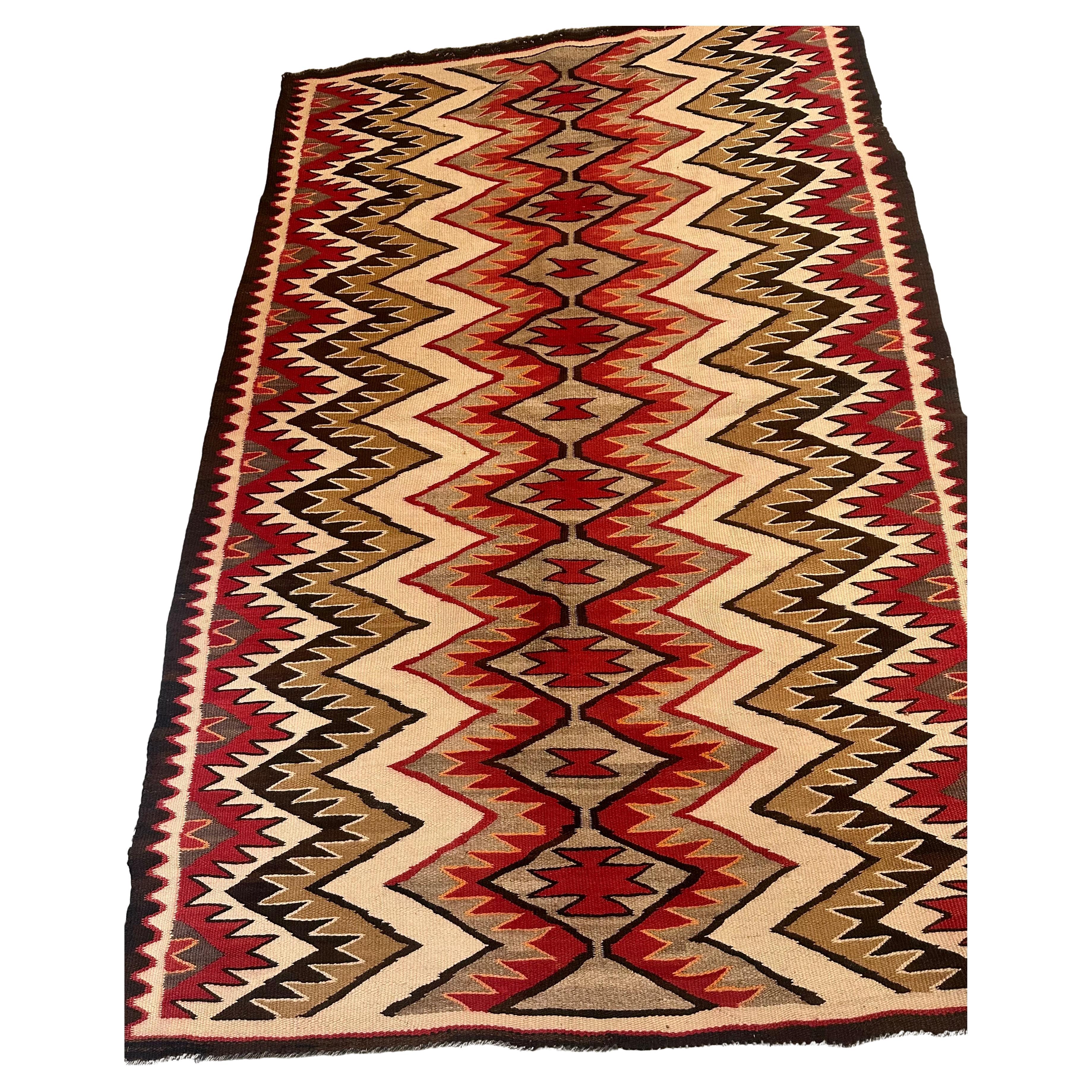 Handmade Antique Native American Navajo Rug 3.10' x 5.8' 1880s - 2B44