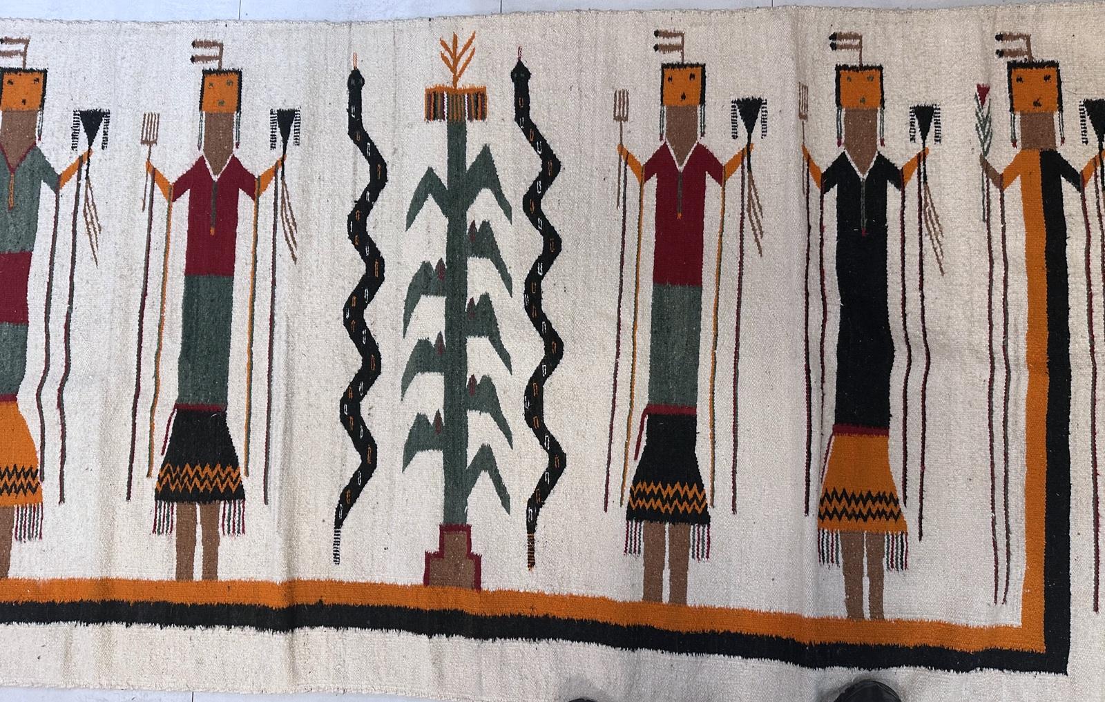 Tappeto Navajo antico fatto a mano 3,7' x 7,5' 1910 - 2B69 In condizioni buone in vendita a Bordeaux, FR