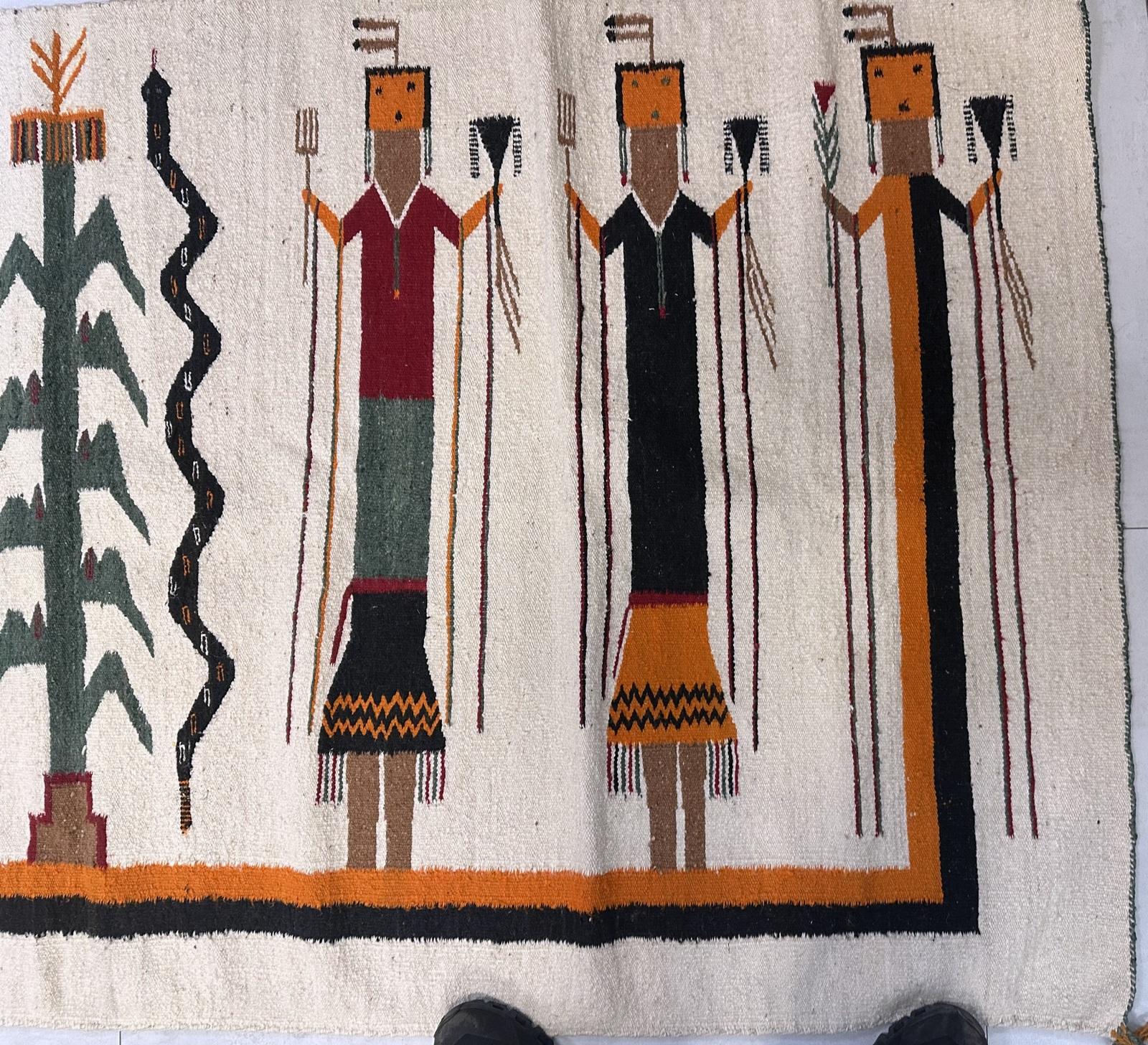 Lana Tappeto Navajo antico fatto a mano 3,7' x 7,5' 1910 - 2B69 in vendita