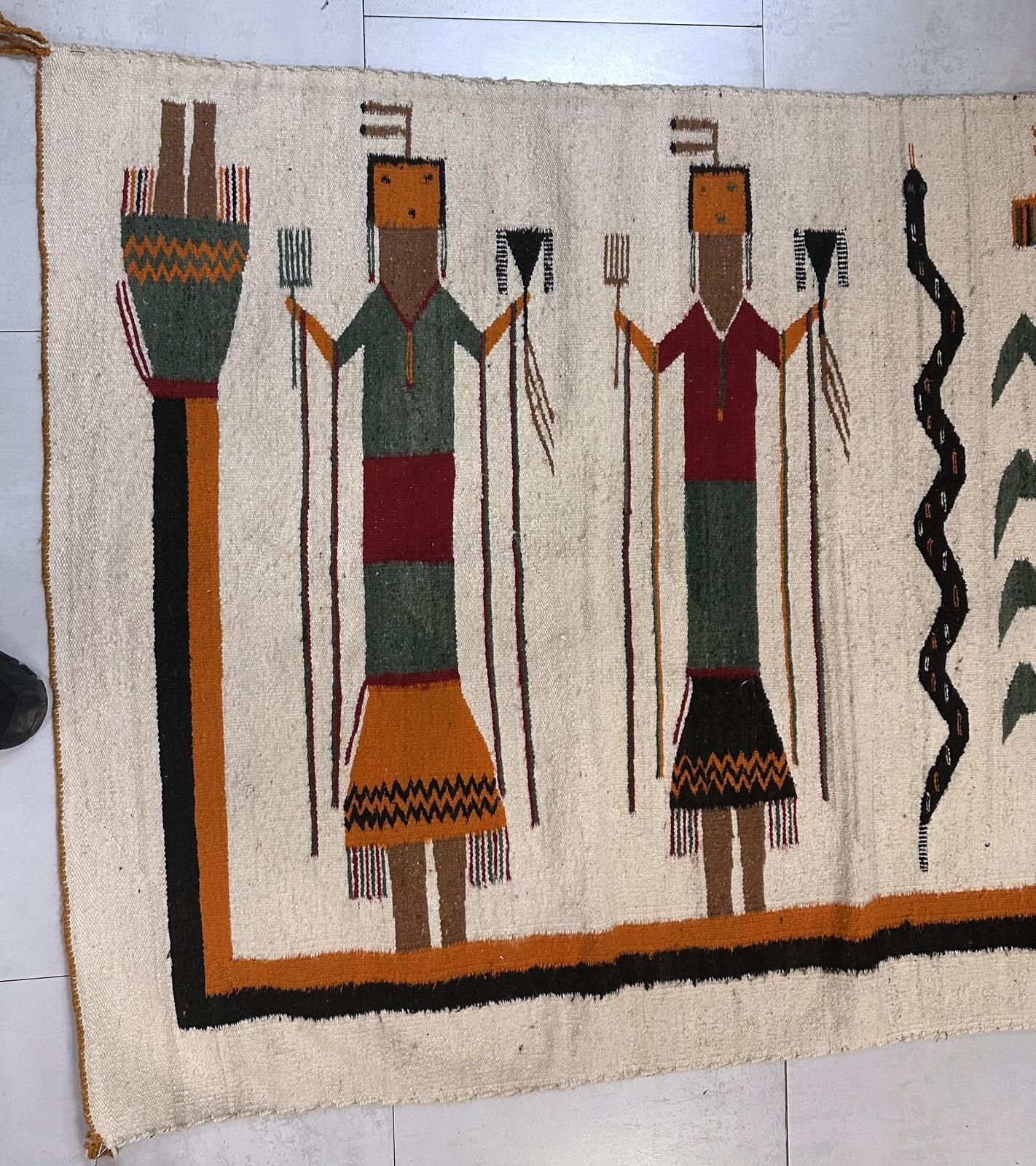 Tappeto Navajo antico fatto a mano 3,7' x 7,5' 1910 - 2B69 in vendita 1