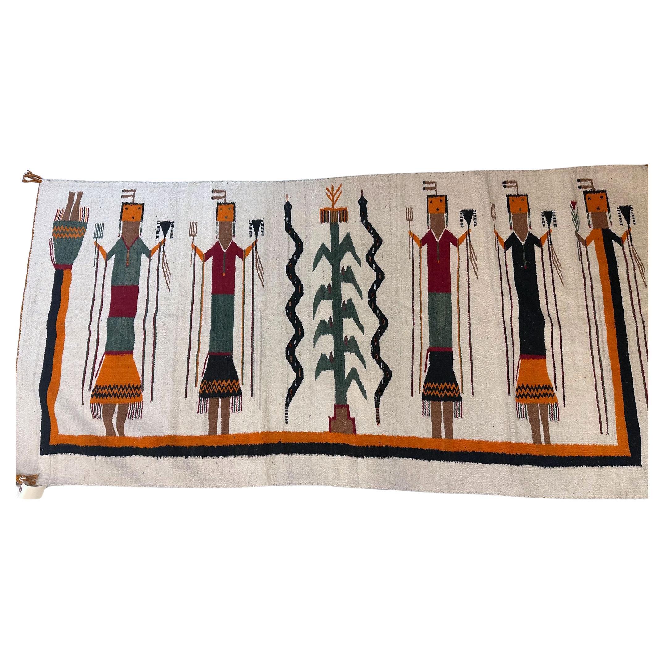 Tappeto Navajo antico fatto a mano 3,7' x 7,5' 1910 - 2B69