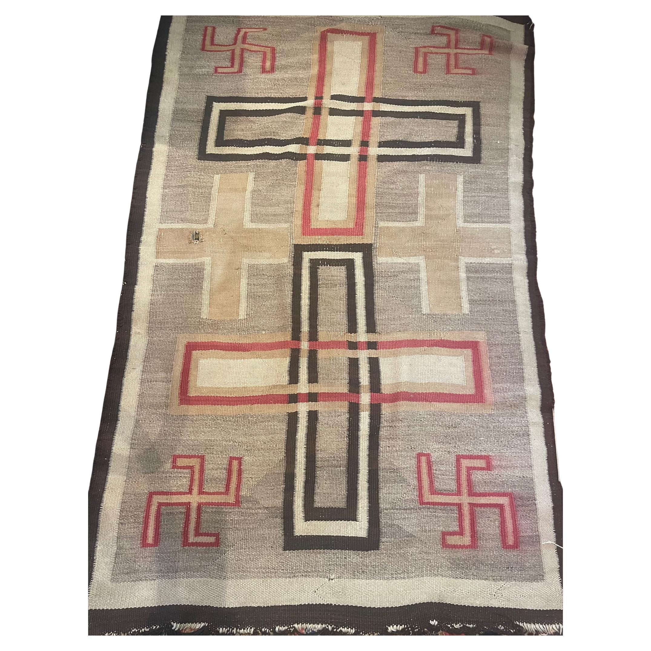 Handmade Antique Native-American Navajo Rug 4.1' x 6.2' 1920s - 2B14 ...