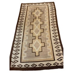 Handmade antique Native American Navajo rug 4.2' x 7.3' 1900s - 2B11