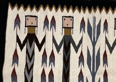 Handmade Antique Native American Navajo Yei Rug 2.1' x 3.4', 1910s - 2B66