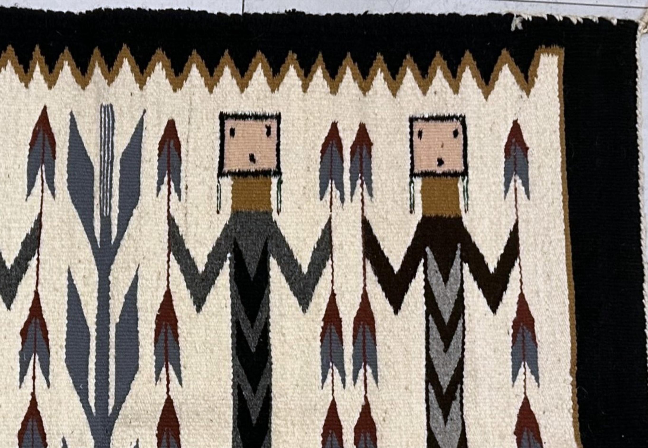 Début du 20ème siècle Tapis Navajo Yei amérindien ancien fait à la main 2.1' x 3.4', 1910s - 2B66 en vente