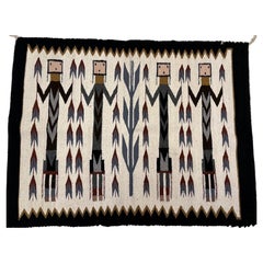 Handmade Antique Native American Navajo Yei Rug 2.1' x 3.4', 1910s - 2B66