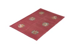 Handmade Antique Needlepoint Rug in Medallion Floral Patterns by Rug & Kilim