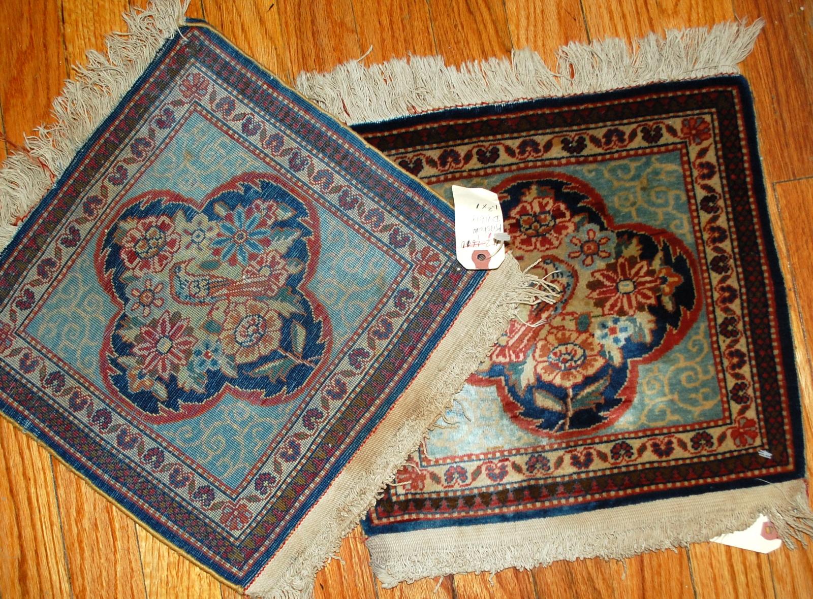 Hand-Knotted Handmade Antique Pair of Dabir Kashan Style Rugs, 1B488