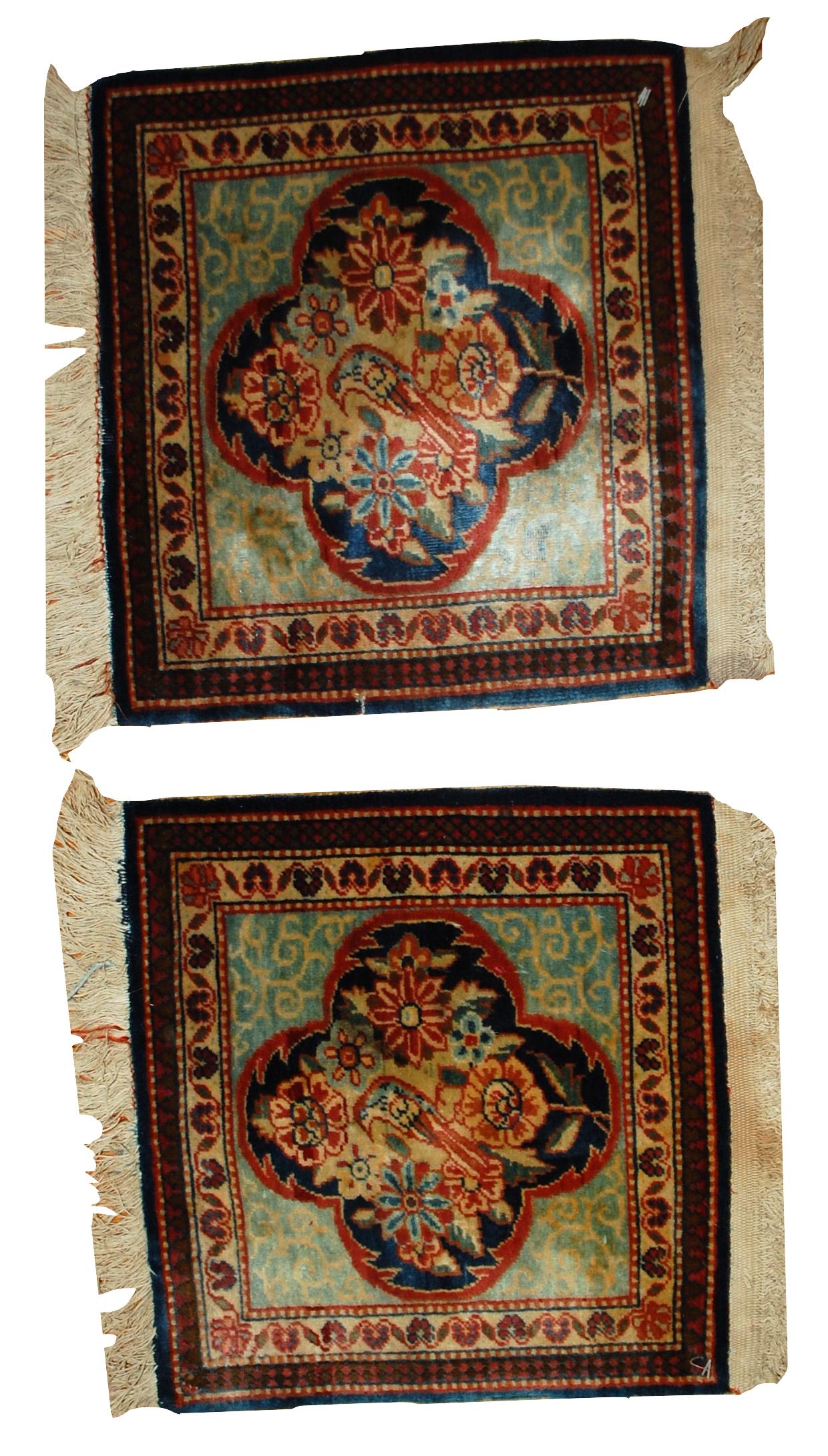 Handmade Antique Pair of Dabir Kashan Style Rugs, 1B488 In Good Condition In Bordeaux, FR