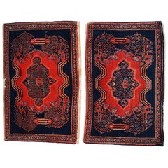Coppia di tappeti antichi fatti a mano in stile Senneh, 1900, 1C359