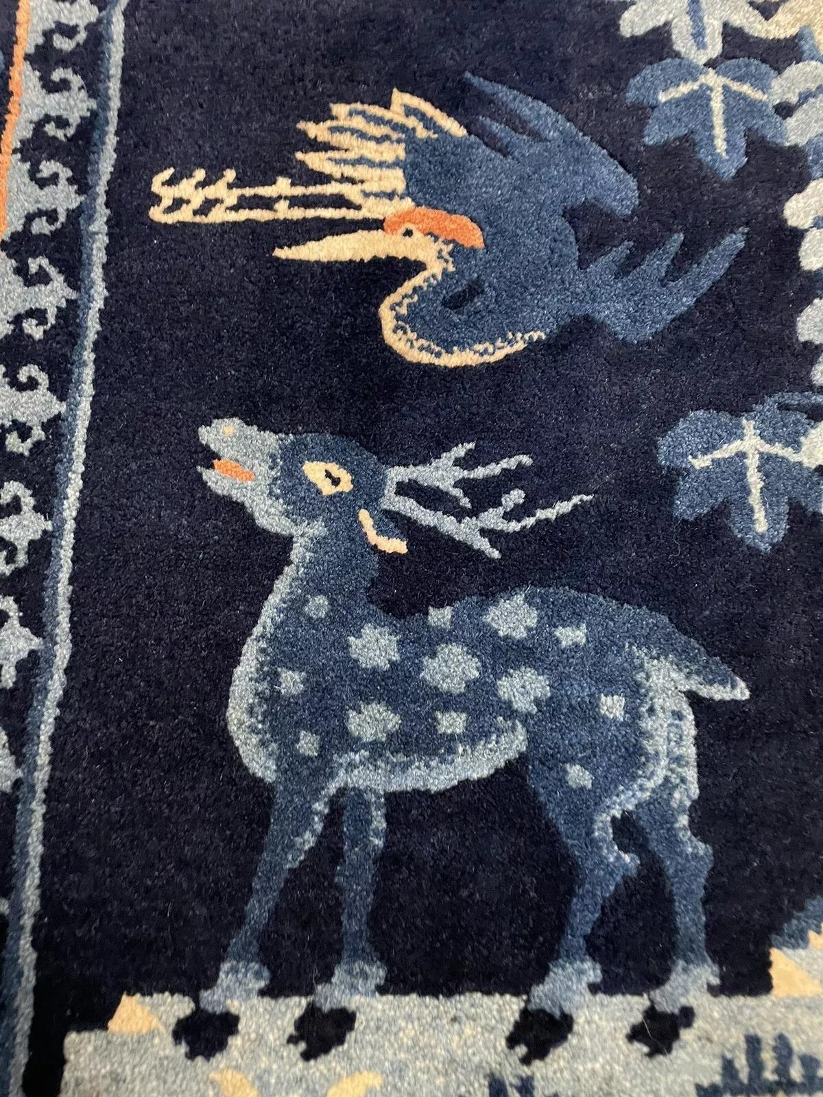 Tapis chinois pékinois ancien fait à la main de 1,8' x 3,6', années 1900 - 1N46 en vente 5