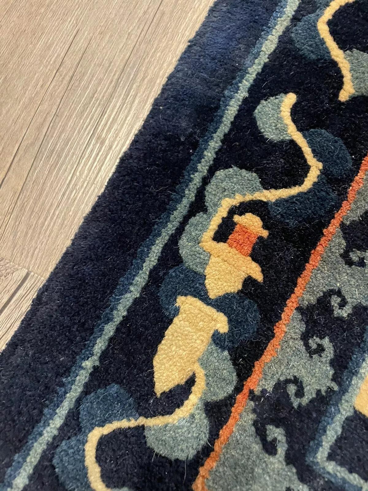 Laine Tapis chinois pékinois ancien fait à la main de 1,8' x 3,6', années 1900 - 1N46 en vente