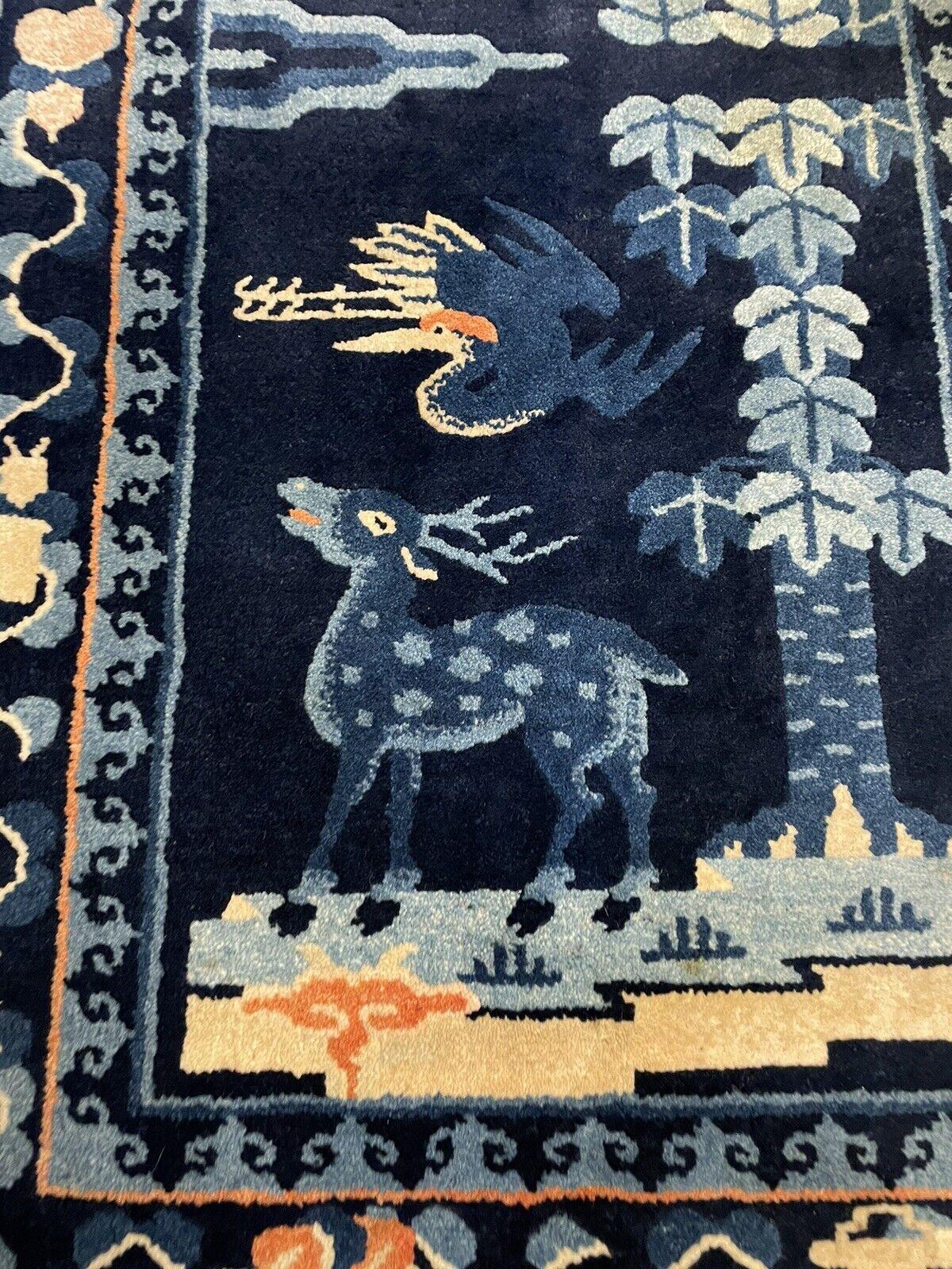 Tapis chinois pékinois ancien fait à la main de 1,8' x 3,6', années 1900 - 1N46 en vente 3