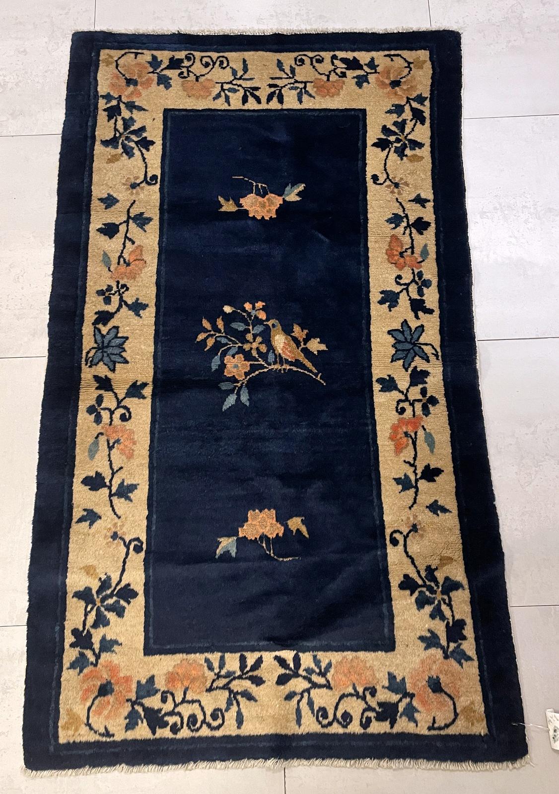 Tapis chinois ancien de Pékin fait main 2.7' x 4.5', 1900s - 2B80 Bon état - En vente à Bordeaux, FR