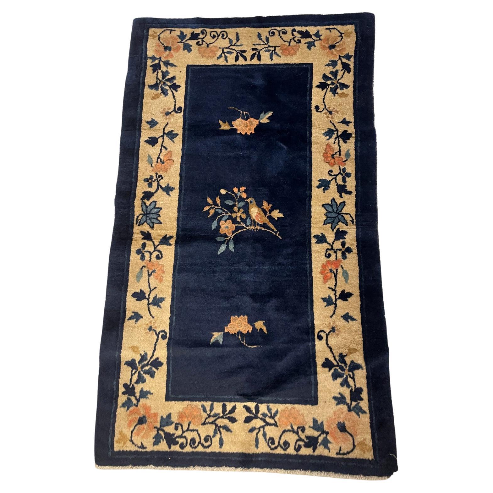 Tapis chinois ancien de Pékin fait main 2.7' x 4.5', 1900s - 2B80