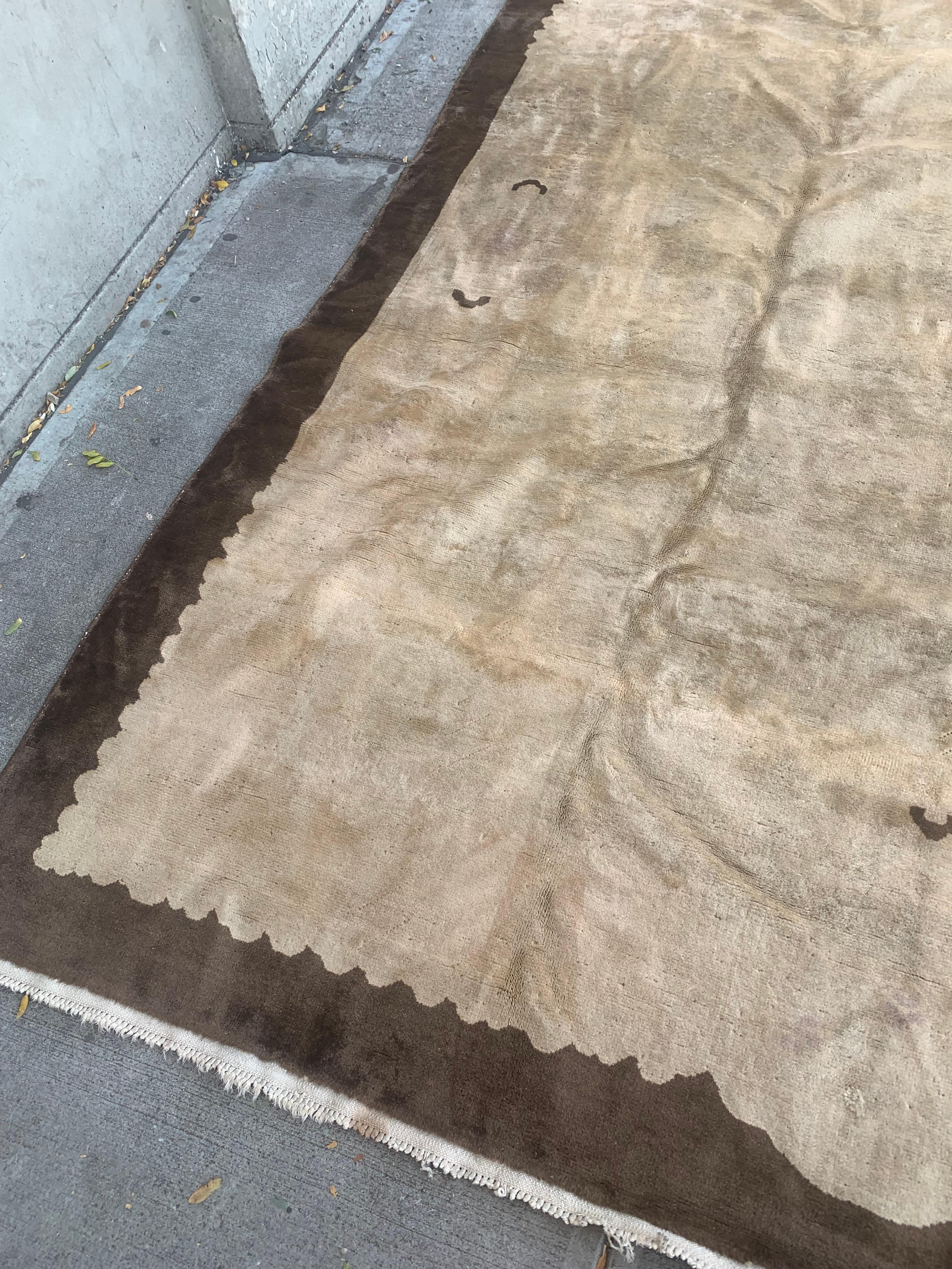 Noué à la main Tapis chinois pékinois ancien fait à la main 7,9' x 9,5' 1900 - 2B34 en vente