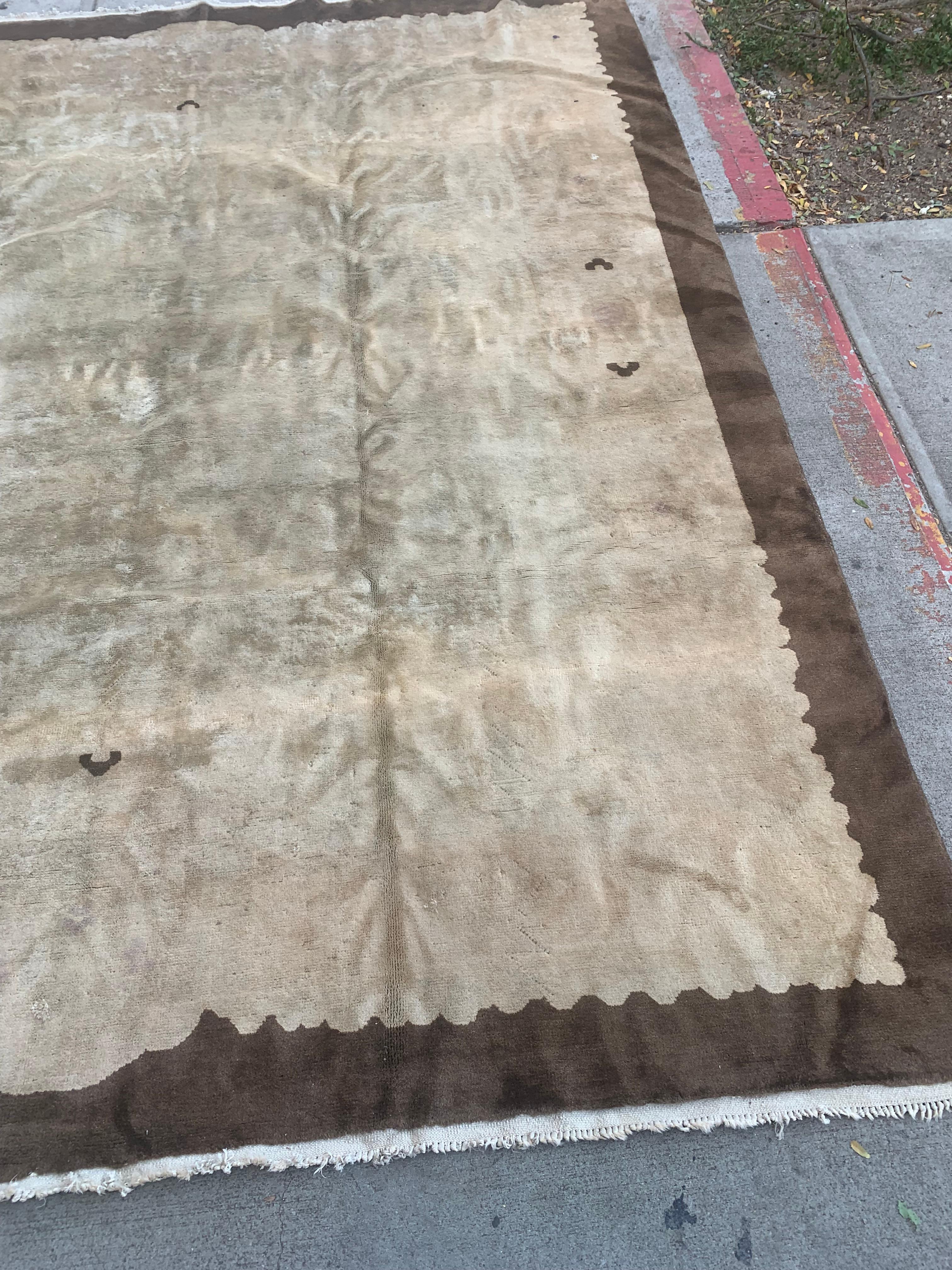 Laine Tapis chinois pékinois ancien fait à la main 7,9' x 9,5' 1900 - 2B34 en vente
