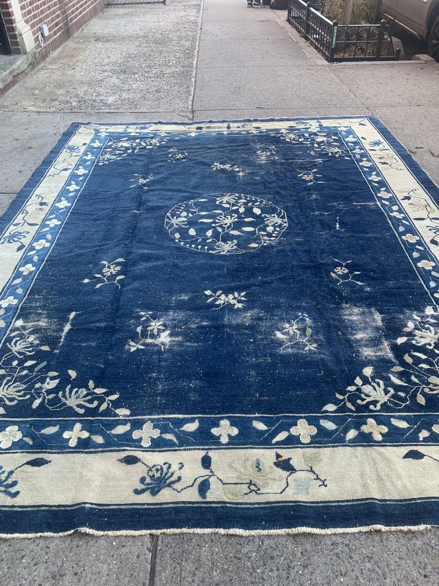 Tapis chinois ancien de Pékin fait main 9.2' x 12.4' 1900s - 2B46 Bon état - En vente à Bordeaux, FR