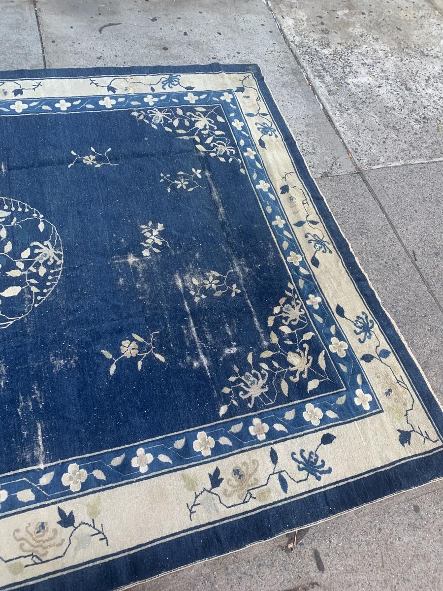 Début du 20ème siècle Tapis chinois ancien de Pékin fait main 9.2' x 12.4' 1900s - 2B46 en vente
