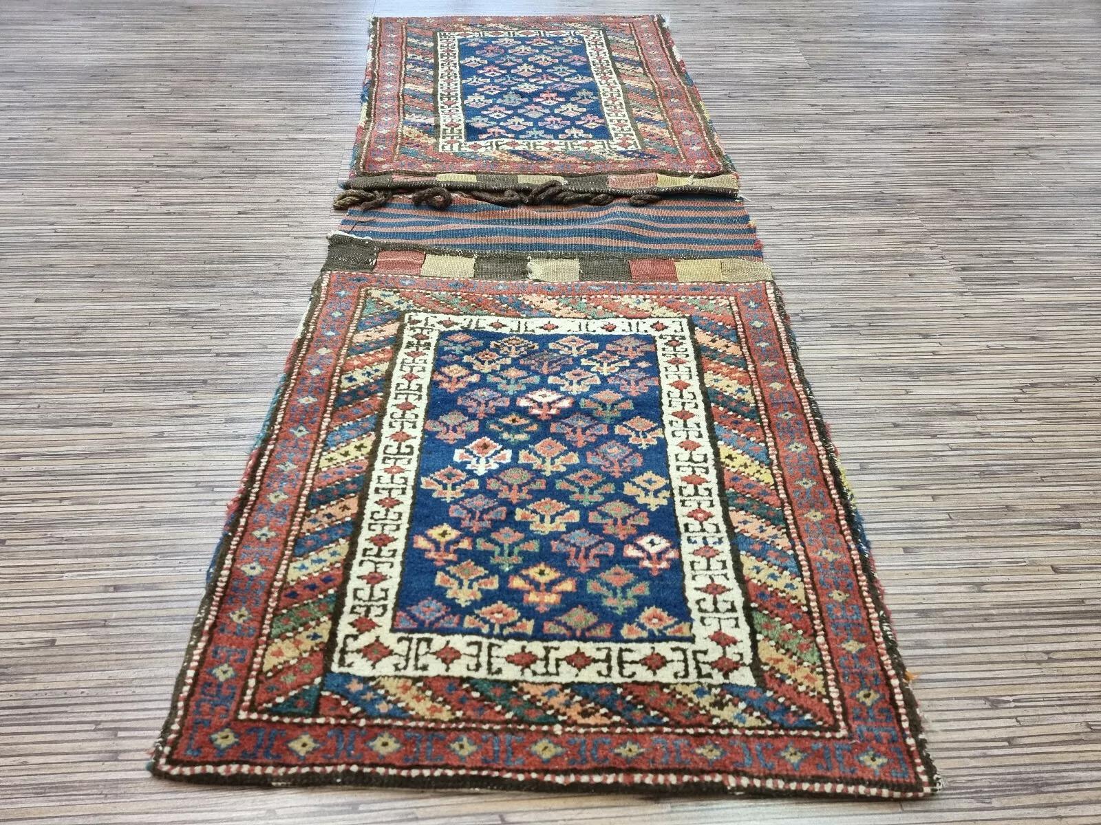 Laine Sac de collection persan antique Afshar fait à la main 1,7' x 4,5' 1900s - 1D148 en vente